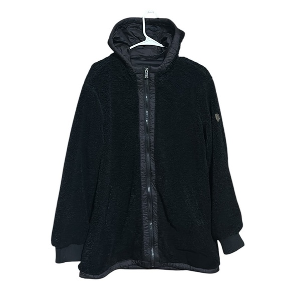 1 Madison Expedition Women's Jacket Size L Black Fuzzy Zipped Hoodie Insulated - Picture 3 of 14